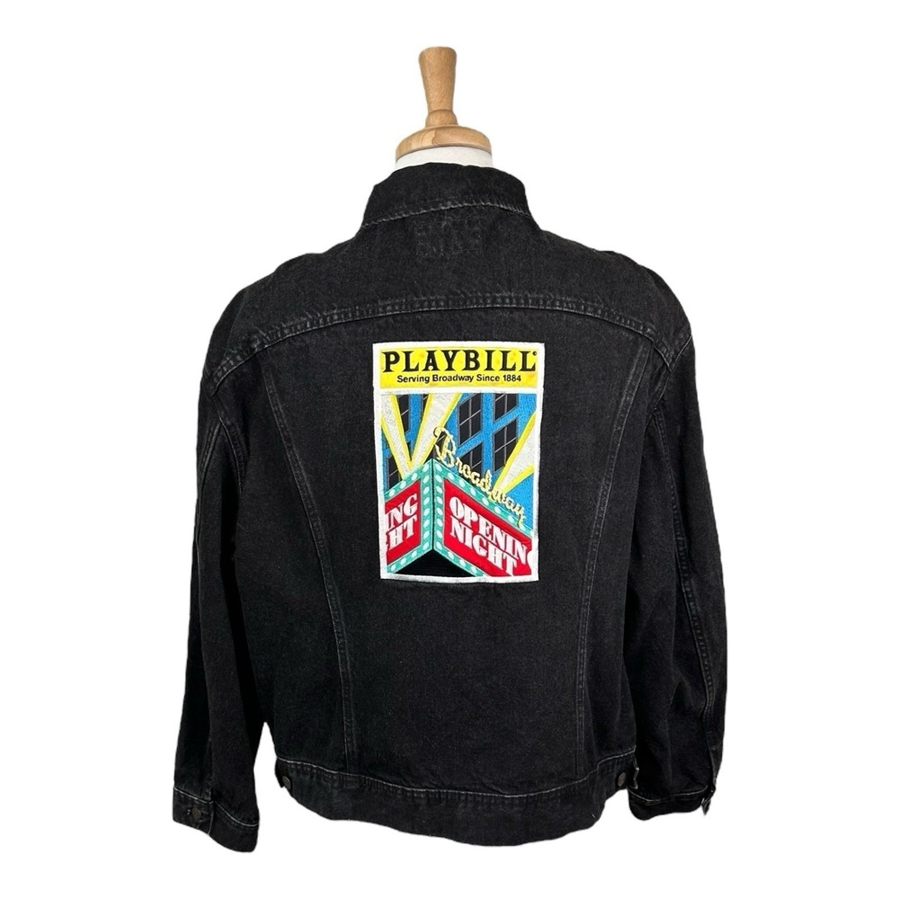Lee VTG Black Denim Playbill Broadway Show Jacket Size Men's 2XL‎ USA